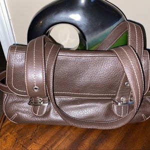 JONES NEW YORK BROWN GENUINE LEATHER TOTE HANDBAG